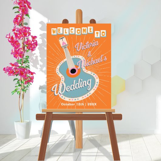 Gras Colorful Cowboy Western Guitar Affiche de bie