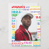 Gras Colorful Typography Faire-part de graduation (Devant)