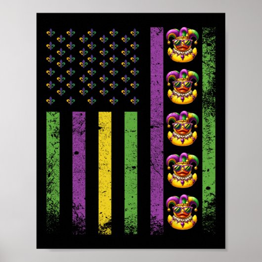 Gras Ducks Amerikaanse vlag kralen Rubber Duck Poster (Voorkant)