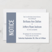 Gras Dusty Blue Notice, Carte Mariage reportée (Devant)