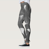 Gras et Dynamique : Leggings Abstraits Gris & Blan (Gauche)