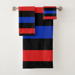 Gras et vibrants rayures rouges, noires et bleues