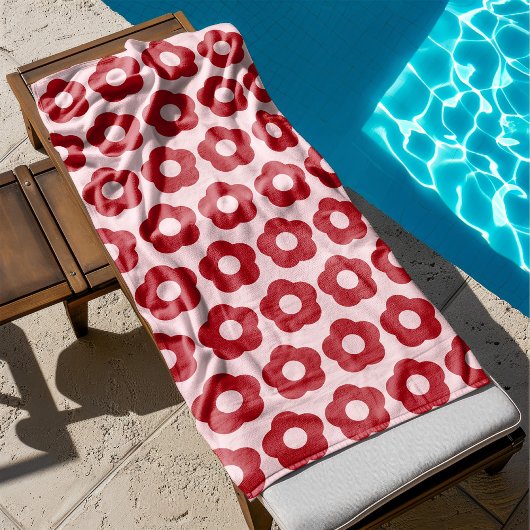 Gras Été rose et rouge Floral modèle Rétro