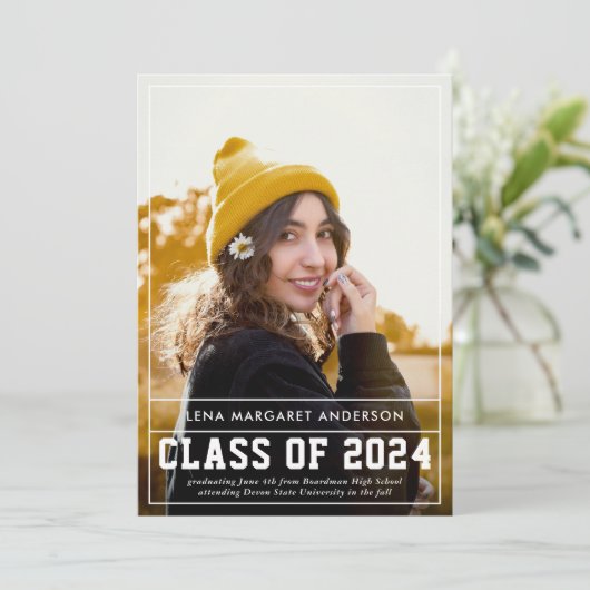 Gras Faire-part d'obtention d'un diplôme photo (Debout devant)