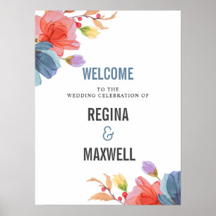Gras Fleur sauvage Blue mariage Welcome Poster