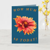 Gras Floral 50e Anniversaire Carte pour maman (Fleur jaune)