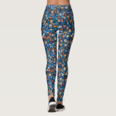 Gras Floral Ditsy Patternes Bleu foncé Leggings (Dos)