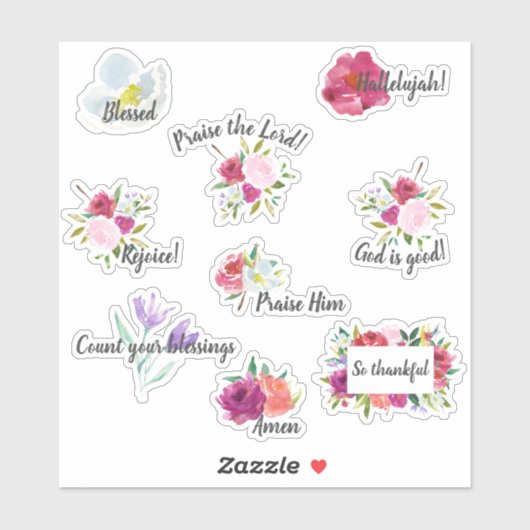 Gras Floral Louange Christian Journing Stickers (Feuille)