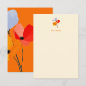 Gras Floral Poppy Merci Cartes (Devant / Derrière)