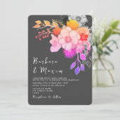 Gras Floral rose et noir Faire-part de mariage (Debout devant)