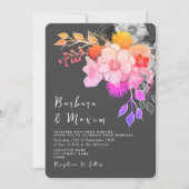 Gras Floral rose et noir Faire-part de mariage (Devant)