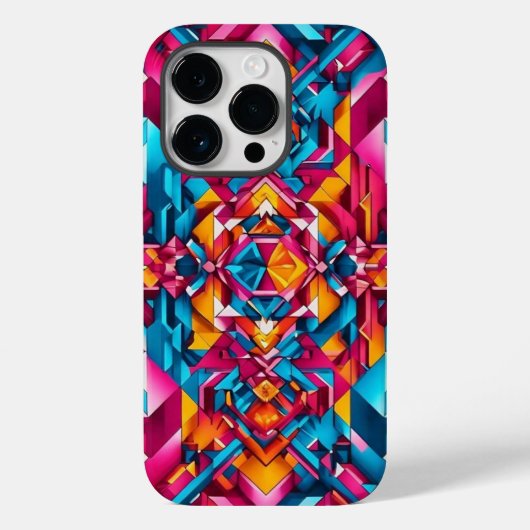 Gras Fusion géométrique iPhone 14 Pro Coque (Verso)