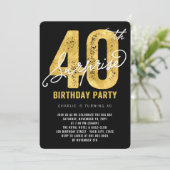 Gras Gold Foil Surprise 40e Invitation de la fête  (Debout devant)