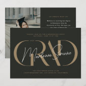 Gras Gold GRAD Graduation Party Invitation (Devant / Derrière)