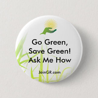 gras, GR_ICONO_LOGO, JoinGR.com, Go Green, Save.. Ronde Button 5,7 Cm