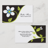 Gras grand carte de visite de fleurs blanches modè (Devant / Derrière)