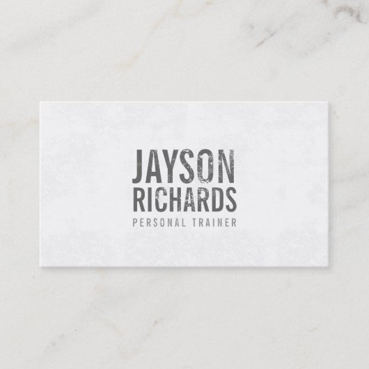 Gras Gris Grunge Stamped Text Carte de visite (Devant)