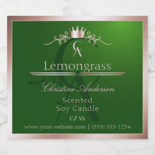 Gras Groen Productlabel Roze Gouden Frame Monogram Likeurfles Etiket