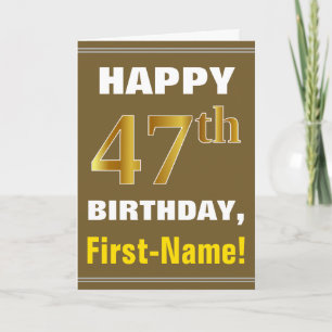 Gras, Marron, Or Faux 47e Anniversaire avec Carte