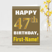 Gras, Marron, Or Faux 47e Anniversaire avec Carte (Fleur jaune)