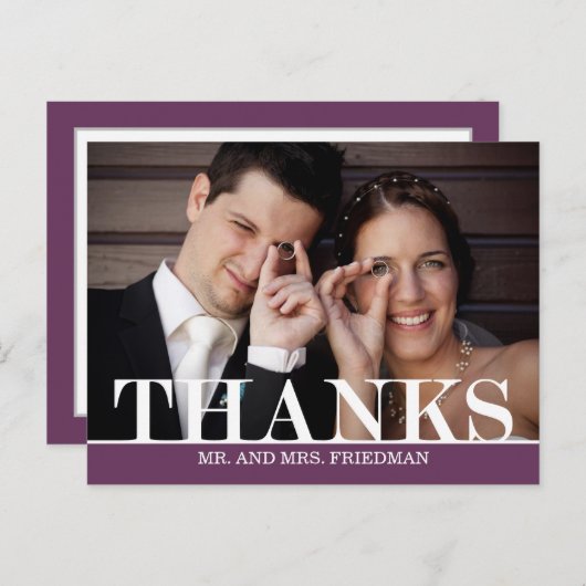 Gras Merci Mariage Carte de remerciements (Devant / Derrière)