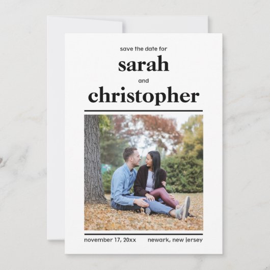 Gras Minimaliste Enregistrer La Carte Date (Devant)