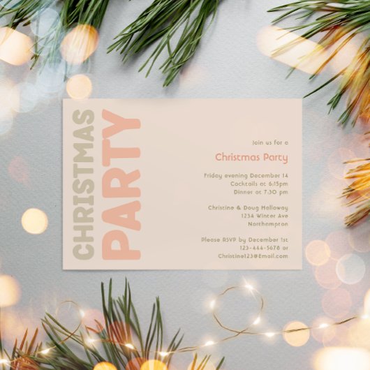 Gras moderne Coral Noël Fête Invitation