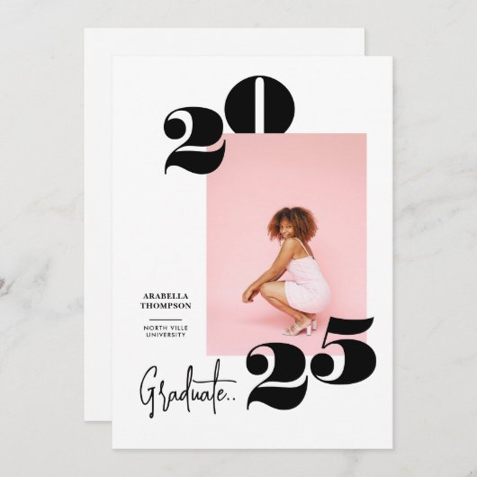 Gras & Moderne Faire-part de diplôme photo (Devant / Derrière)