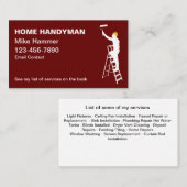 Gras Moderne Masculine Carte de visite Handyman (Devant / Derrière)