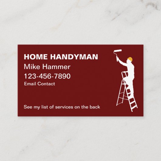 Gras Moderne Masculine Carte de visite Handyman (Devant)
