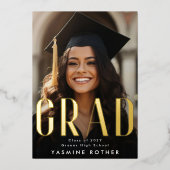 Gras moderne Real Gold Foil GRAD Faire-part photo (Recto)