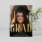 Gras moderne Real Gold Foil GRAD Faire-part photo (Debout devant)