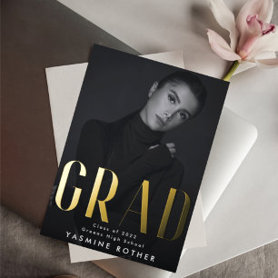 Gras moderne Real Gold Foil GRAD Faire-part photo