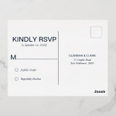 Gras Moody Red Floral Foil RSVP Mariage Carte post (Verso)