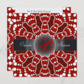 Gras n Faire-part de mariage rouge et blanc altern (Devant / Derrière)
