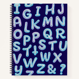 Gras Neon Alphabet Doodle Carnet Spiral