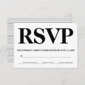 Gras noir, blanc typographie rayures mariage RSVP (Devant / Derrière)