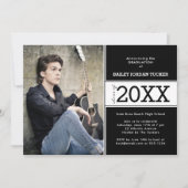 Gras noir et blanc Faire-part de graduation photo (Devant)