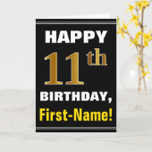 Gras, Noir, Faux Or 11e anniversaire avec carte de (Fleur jaune)