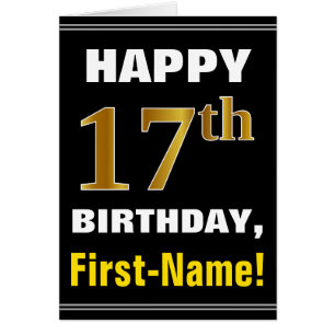Gras, Noir, Faux Or 17ème anniversaire avec carte 