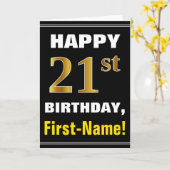 Gras, Noir, Faux Or 21e anniversaire avec carte de (Fleur jaune)