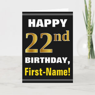 Gras, Noir, Faux Or 22e anniversaire avec carte de