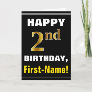 Gras, Noir, Faux Or 2ème anniversaire avec carte d