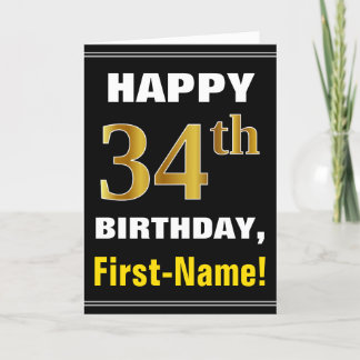 Gras, Noir, Faux Or 34e anniversaire avec carte de