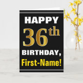 Gras, Noir, Faux Or 36e anniversaire avec carte de (Fleur jaune)