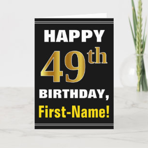 Gras, Noir, Faux Or 49e anniversaire avec carte de