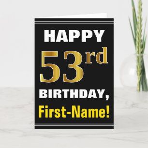 Gras, Noir, Faux Or 53e anniversaire avec carte de
