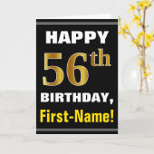 Gras, Noir, Faux Or 56e anniversaire avec carte de (Fleur jaune)