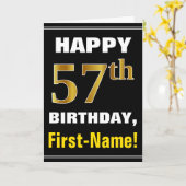 Gras, Noir, Faux Or 57e anniversaire avec carte de (Fleur jaune)