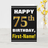Gras, Noir, Faux Or 75e anniversaire avec carte de (Yellow Flower)